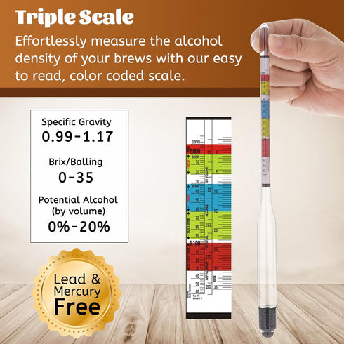 AOZ LIbei Set Hydrometer - for Mead, Wine, Kombucha and Home Brew Beer, Alcohol Tester Accessories Moonshine Still Kit