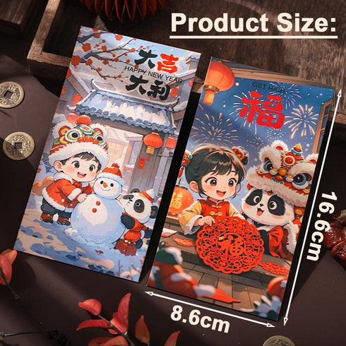 BAIWOVIS 6 Pack Packets, 2) Chinese New Year Red Envelopes, Traditional Lunar New Year Money Hongbao for Spring