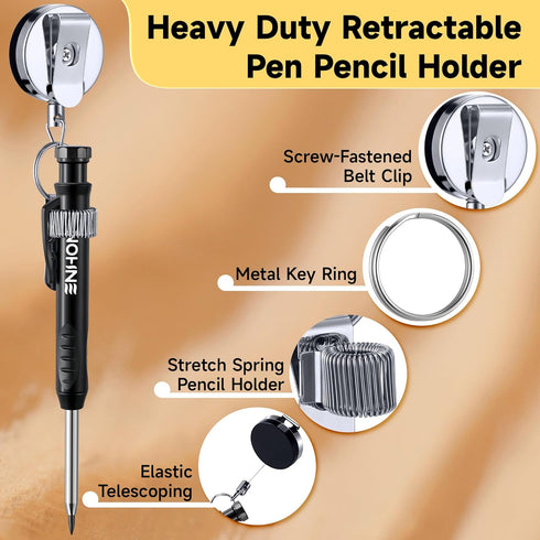 57 Set, Set Enhon Pcs Carpenter Pencils Construction Pencils with Sharpener and Refills, Deep Hole Mechanical Carpenter