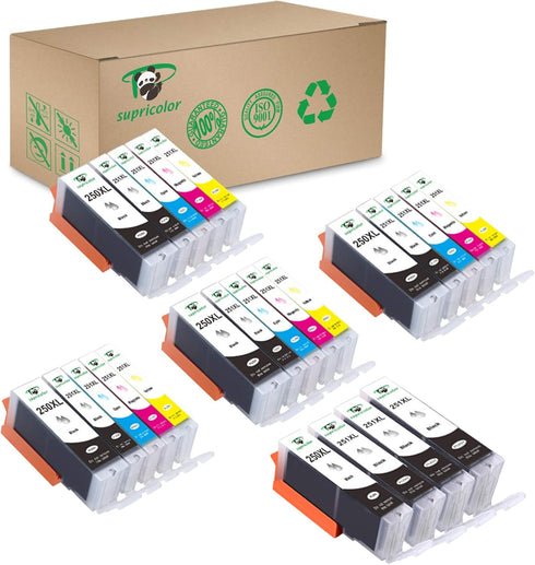 PGI-250XL CLI-251XL High Yield Replacement Ink Cartridges, 24 Pack for Pixma Printers