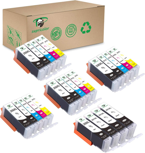 PGI-250XL CLI-251XL High Yield Replacement Ink Cartridges, 24 Pack for Pixma Printers
