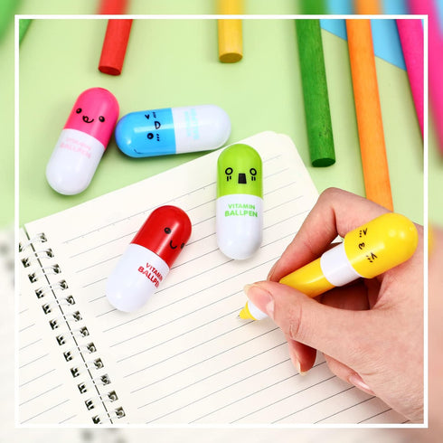 Lincia Pen Pills Bulk - 200 Pcs Cute Cartoon Emotion Ballpoint Pens for Nurse Week School Doctor, 6 Colors
