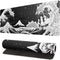 Black and White Japanese Wave Dragon Gaming Mouse Pad - Abstract Non-Slip Rubber Base, 31.5x11.8 Inch, Stitched Edges