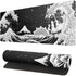 Black and White Japanese Wave Dragon Gaming Mouse Pad - Abstract Non-Slip Rubber Base, 31.5x11.8 Inch, Stitched Edges