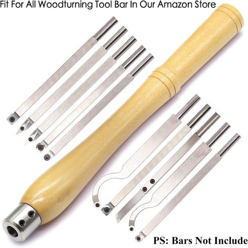 12mm Interchangeable Handle Made of Solid Beech with Aperture Woodturning Tools Carbide Wood Lathe Tool Hollower