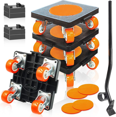 Heavy Duty Furniture Movers, Lifter Tool Set of 4, 880 Lbs Load Capacity, 360° Rotation Wheels for Moving