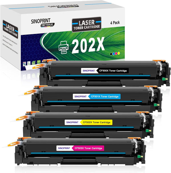 Toner Cartridge Replacement for HP 202X CF500X CF500A 202A for Color Pro MFP M281fdw M254dw (4-Pack)