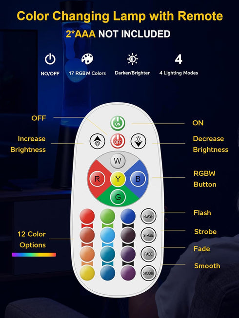 Remote,17-Color Lamp,15.5 Inch AONESY Liquid Motion Lamps with Changing Mood Large LED Night Light, Soothing Table Lamp