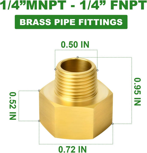 TAISHER 5PCS Brass Pipe Fitting, Reducer Adapter, 1/4-Inch Male Pipe x 1/4-Inch Female Pipe