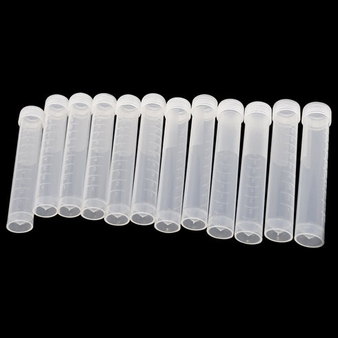 Honbay 12pcs 10ml Plastic Test Tubes, Screw Cap Vial Container with White Seal Cap