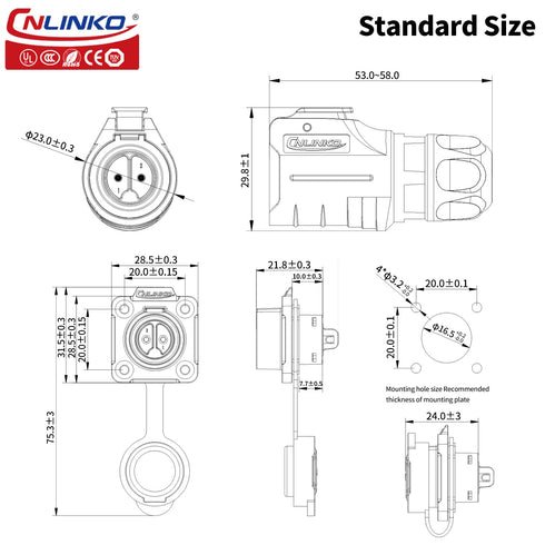 CNLINKO Male Female Plug Socket, 9 Pin Connector, Industrial Waterproof Power Connector, M16 5A for LED Strip