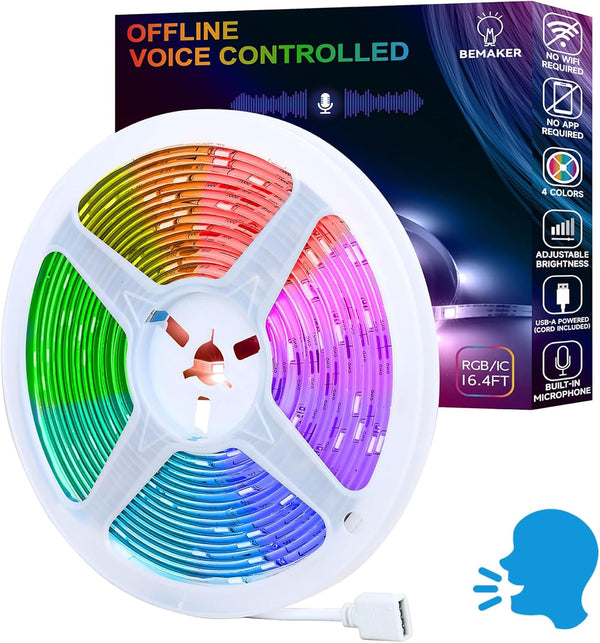 AI Voice Activated Led Lights Strip, Indoor Kids Bedroom Night Lighting RGB