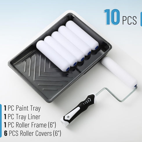 9 6-Inch Set, 6 Inch Bates- Paint Roller Kit, pcs, Foam Paint Roller Tray, Paint Roller Paint Kit for House Painting