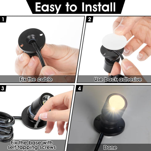 DEDC 6pcs 3000K Dimmer, Closet LED Mini Spot Light, Spotlights with RF Art Picture Lights, Spotlight for Plants Jewelry