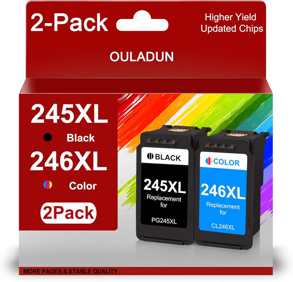 Canon PG-245XL/CL-246XL Combo Pack Replacement Ink Cartridge for Pixma TR4520 TR4522 TS3122 (Black, Tri-Color)