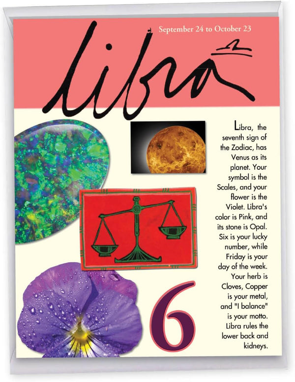NobleWorks Jumbo Birthday Card with Zodiac Sign, 8.5 x 11 Inch, Astrology Birth Sign