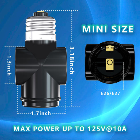 2 Pack Light Socket to Plug Adapter, Convert E26 Light Socket to 3-Prong Outlet Adapter and Light Bulb Socket (Black)