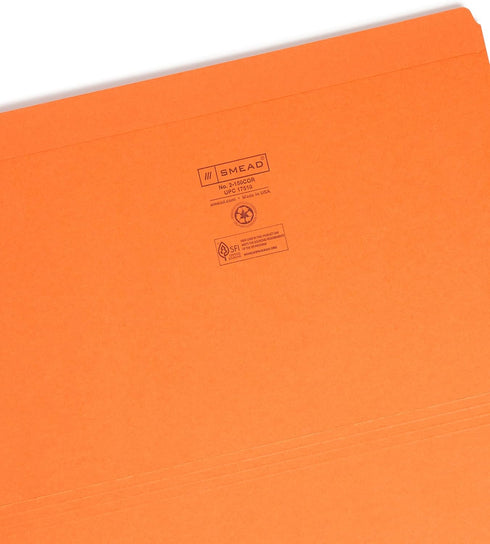 Smead File Folder, Legal Size, Orange, Reinforced Straight-Cut Tab, 100 per Box (17510)
