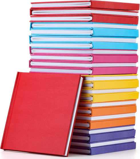Ireer 24 Pcs Colorful Hardcover Blank Book Bulk - 5 x 5 Inch Sketchbooks for Kids, 72 Pages for Journaling