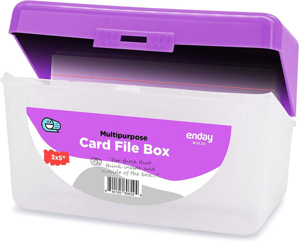 Enday Index Card Holder, Purple 3x5 Note Flash Card Organizer Case, Holds 250 Cards, Also Available in Red, Green,
