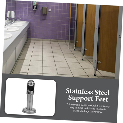 2 pcs Toilet Partition Support Foot, Restroom Partition Hardware Accessories, Stainless Steel Tripod