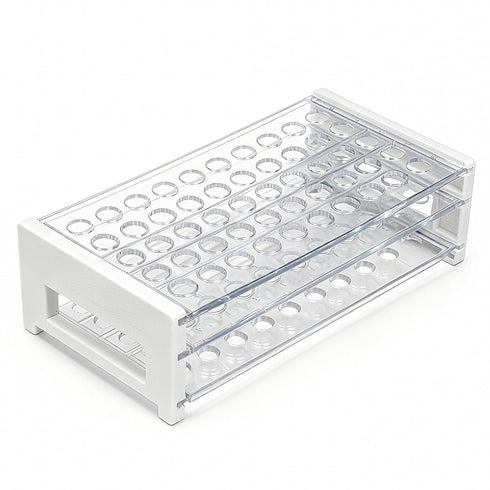 Omawrf Plastic Test Tube Rack, 50 Holes Lab Rack Holder for 13mm Tubes,