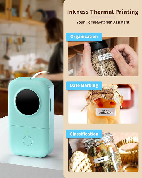 Phomemo D30 Label Maker, Portable Bluetooth Label Printer for School Office Home Organization, USB Rechargeable (Green)