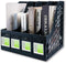 Magazine File Holder, Plastic 4 Compartments Desk Organizer for Office Storage, Vertical Binder Organizer (Black)