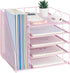 Desk Organizers and Accessories, 5-Tier Reference System with File Holder, Pink Office Supplies