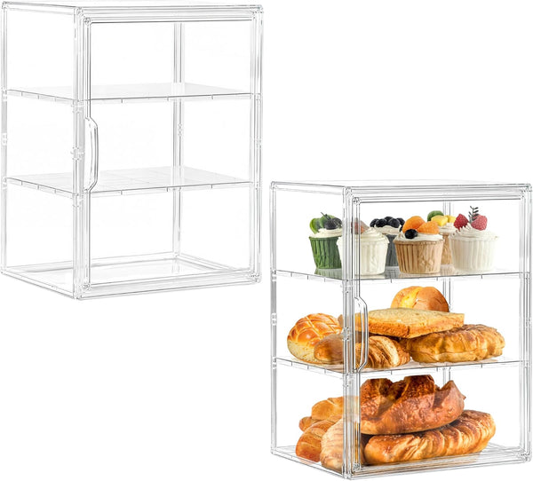 SANKEU Bakery Pastry Display Case 3 Layer Large Clear Bread Box For