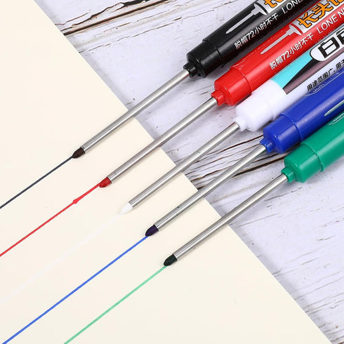 Hpmjz 5Pcs 45mm Deep Reach Markers Multi-Purpose Deep Hole Marker Pens Long Nib Nose Waterproof Marker Reach Permanent