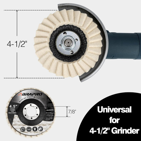 5 Pack Felt Flap Disc Abrasives 4-1/2" x 7/8" Arbor, Wool Polishing Wheel Disc Buffing Wheel for Angle Grinder