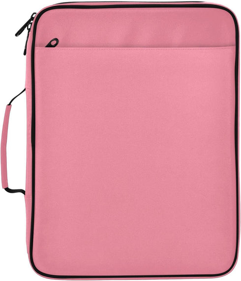 Wfrish Handle,1.25 Inch 3 500 6 Salmon Pink Zipper Binder Bag with Ring O-Ring Sheet Capacity Tab Expanding File Folder