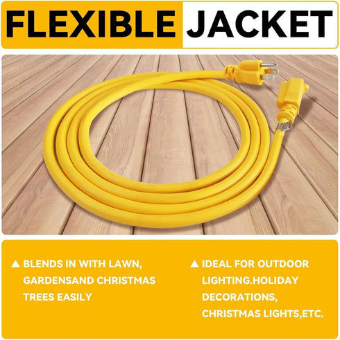 6 ft Indoor Extension Cord, 12/3 SJTW 15 AMP Heavy Duty Yellow Extension Cable with 3 Prong Grounded Plug