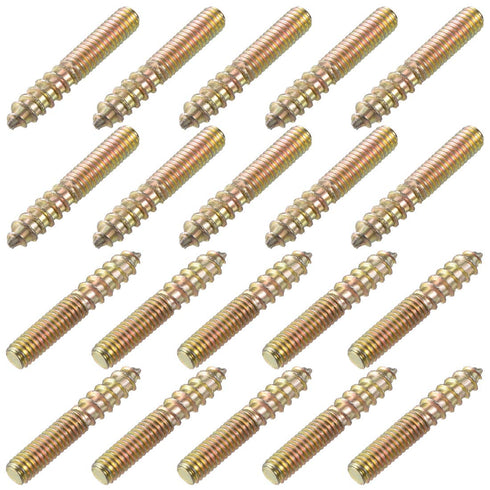 uxcell 20pcs M4 Hanger Bolts, 1"(25mm) Length Double Headed Self-Tapping Screws for Wood Joint Furniture Legs