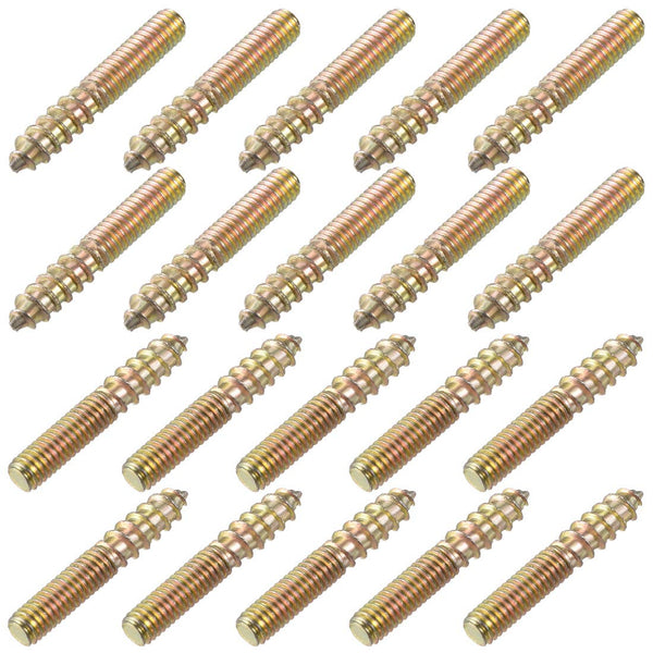 uxcell 20pcs M4 Hanger Bolts, 1"(25mm) Length Double Headed Self-Tapping Screws for Wood Joint Furniture Legs