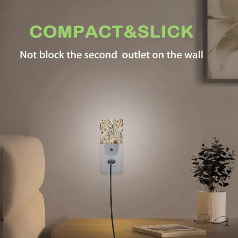 AOWULA Boho Watercolor Floral Night Light, Dusk to Dawn Sensor Night Lights for Bedroom Bathroom Kitchen Hallway Stairs