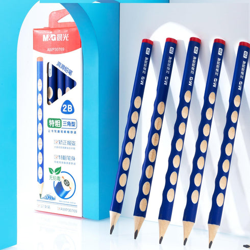 M&G 12 Pcs Triangular 2B Pencils for Kids, Graphite Wood with Grip Correction for School, Office, Painting, Party