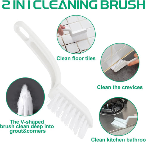 Set Cleaning Brush for Household V Shape Grout Brush, Multi-Purpose Household Cleaning Tools for Kitchen, Bathroom