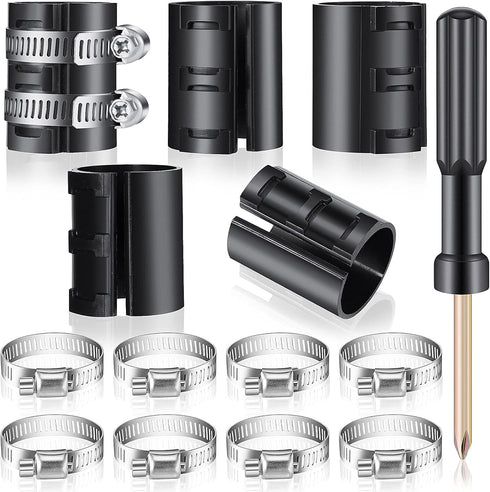 Ferraycle Fixing a Sinking Office Chair Cylinder, 10 Pieces Stainless Steel Hose Clamps, Dual-Purpose Screwdriver