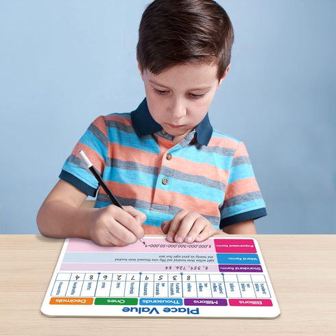 Dry Erase Place Value Whiteboard, 9" x 12" Double Sided for Teaching Place Values, Math Manipulatives