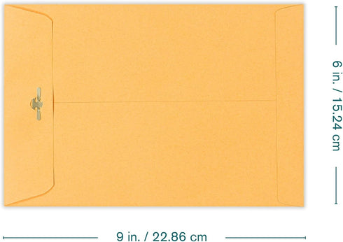 EnDoc 15 Pack Brown Kraft Clasp Envelopes 6x9 Inch with Gummed Seal - 28lb Heavyweight Paper for Home, Office, Mailing
