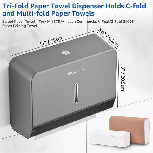 200 Commercial Paper Towel Dispenser Wall Mount, Large Capacity Sheets, No Drilling Adhesive, & Home Use for Bathroom