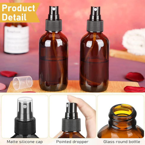 50 4 Oz Nuogo Pieces Mini Glass Spray Bottles Bulk Fine Mist Glass Bottles with Funnel Dropper and Cleaning Brush
