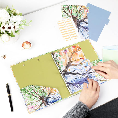 Mini 3 Ring Binder, 1 Inch for 5.5" x 8.5" Paper with 5-Tab Dividers, EYROZILL Cute Mini Binder for School/Office