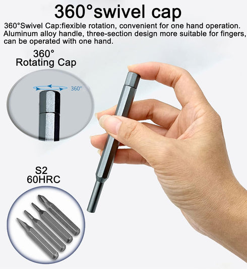 Precision Screwdriver Set, 24 in 1 Magnetic Mini Screwdriver with 24pcs S2 Steel Bits