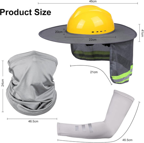 Yanwela 4pcs Set Hard Hat Sun Shade with Full Brim Visor, Shield Your Neck from Sun, Men's Construction Accessories