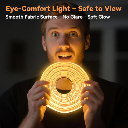 infinilux Bulb 99.96% 2400-3000K 39.37in, 1 Pack Fabric COB Strip, USB Amber Sleep Light Alternative, Blue Light