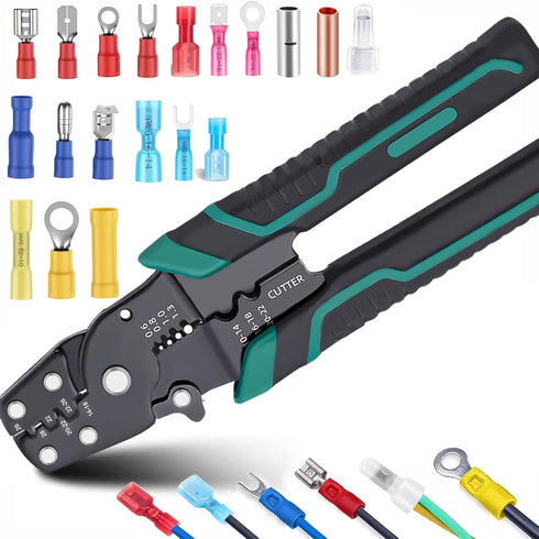 smseace Electrical Crimping Tool, Wire Crimper, Stripper and Cutter for Insulated/Bare/Heat Shrink Connectors