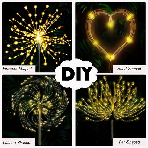 XIHAMA Solar Garden Lights 2 Pack, 150 LED Fireworks Garden Lights with 8 Lighting Modes, Waterproof Outdoor Lamp